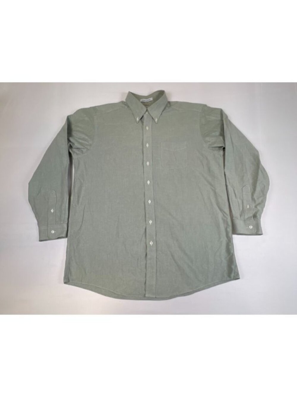 L.L.Bean Men's Long Sleeve Wrinkle Resistant Shirt Green Size 17-36 Cotton